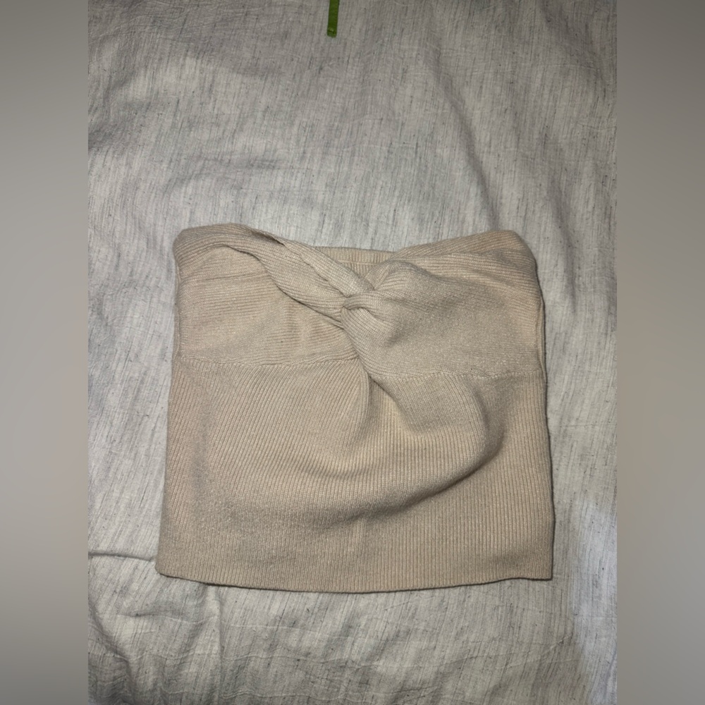 Beige Knotted Ribbed Headband